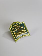 What are you staring at Pinhead Lapel Pin Idiom 1987 Vintage Saying  Humorous  picture