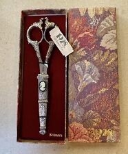Vtg Decorative 1928 Brand Needlepoint Embroidery Scissors Fancy Cameo With Box picture