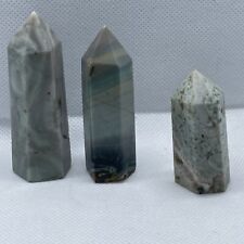 Calcite Caribbean Tower Crystal Blue Point Obelisk Healing Natural X 3 Lot picture