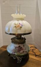Vintage Stately GWTW Hurricane Floral Green Pattern Lamp  Large 20