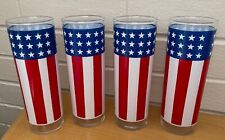 Set 4 Vintage Red White Blue Stars Stripes Flag Bicentennial Drinking Glasses 2 picture