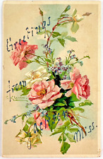 C Klein Postcard 1905-1915 GREETINGS FROM JACKSON MISS Still Life Pink Roses picture