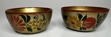 Vintage USSR Russian Khokhloma Hand Painted Bowls Set of 2 picture