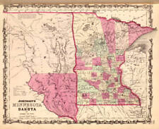 Map Shows Minnesota & Dakota 1862 Old Photo Print picture