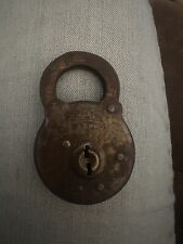 vintage segal six level metal brass padlock with keys double bit skeleton key picture