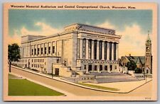 Worcester Memorial Auditorium Central Congregational Church Mass VNG Postcard picture