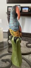 Hand Carved Wooden Parrot Colorful 12” X 3” picture