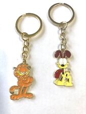 GARFIELD & ODIE Key Chains-enamel Charms Chain 1” Ring - US Seller  picture
