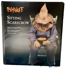 Halloween Animated Prop 4.5 Ft Sitting Scarecrow Animatronic Spirit New picture