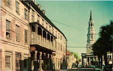 Vintage Postcard- The Dock St. Theater and St. Philip's Episcopa UnPost 1960s picture