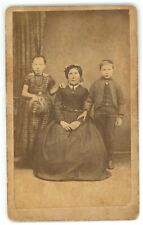 Antique CDV Circa 1870s Mohr Older Woman With Two Sweet Kids Wilster, Germany picture