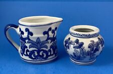 Two Small Blue & White Pieces - Pitcher  & Vase picture