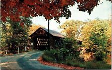Fall Scene Covered Wooden Bridge River Winchester New Hampshire NH Postcard UNP picture