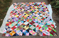 Vintage 1930's - 60's Patchwork Fabric Homemade Quilt Tp 70 by 87.75