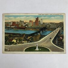Postcard Pennsylvania Pittsburgh PA Liberty Tubes Aerial Linen 1936 Posted picture