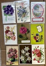 Early 1900’s Flowers Vintage Postcards. Lot Of 9 picture