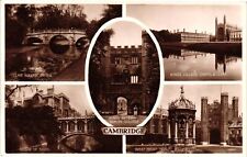 Vintage Postcard- CLARE COLLEGE BRIDGE, KING'S COLLEGE CHAPEL AND CLARE, BRIDGE picture