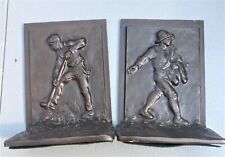 Very Fine Pair Antique Bronze Bookends Griffoul Foundry, Newark, N.J. Farmers picture