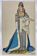 Artist Signed 1800s Dame Royal Elegant Costume Design Antique Postcard Rouillier picture