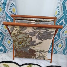 Vintage Gray And Brown Floral Yarn Knitting Sewing Basket picture