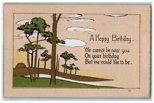 1921 Happy Birthday Message Trees Chicago Illinois IL Posted Antique Postcard picture