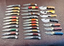 30 PCS LOT HAND FORGED DAMASCUS / D2 BLADE HUNTING KNIVES, POCKET FOLDING KNIVES picture
