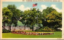 Postcard Flower Bed and Shelter House - Packard Park, Warren Ohio- 1946 picture
