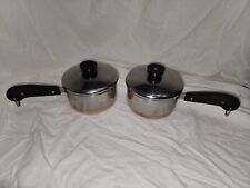 2 X 1.5QT? SAUCE PAN REVERE WARE 1801 COPPER CLAD STAINLESS STEEL FULL CIRCLE picture