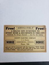 Greensburg Indiana Trade Card 1937 Electric Company Rare Joke card  picture
