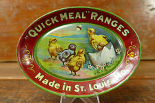Antique “Quick Meal” Ranges Stove Litho Advertising Tip Tray Chicks NICE MINTY picture