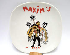 Vtg Maxim's Paris French Restaurant Porcelain Trinket Coin Dish Plate signed SEM picture