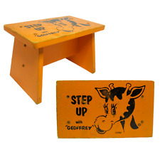 Vintage 80's Toys R Us Geoffrey Giraffe Step Up Wood Kids Step Stool Orange RARE picture