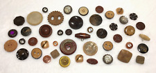Vintage Mixed Brown Button Lot of 46 Some Bakelite Some Wooden Crafts Hobbies picture
