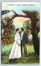Postcard Romance, I Wish I Had Your Nerve greeting couple 1913 F197 picture