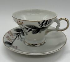 Vtg Ucagco Japanese Tea Cup and Saucer Abstract Cherry Blossom With Gold Trim picture