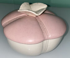 Vintage Lidded Ceramic Bowl Trinket Box Hoenig California Art Pottery White Pink picture