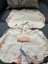 2VTG EMBROIDERED PLACEMATS WITH 4 SMALLER DOILY COASTERS  picture