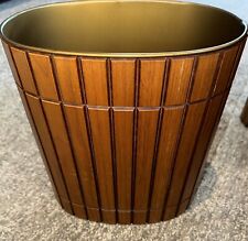 VTG Mid-Century Modern Walnut GruvWood Paneled Trash Can National Products Inc picture