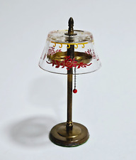 Vintage HI-LIGHTS Perfume Stuart Brass Lamp Display Case Painted Glass Shade picture