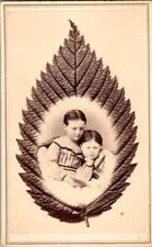 Two Cute Children, in Leaf Pattern, c1870, CDV Photo, #2173 picture