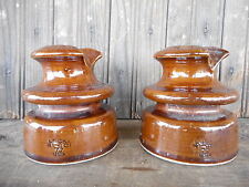 Electrical Insulator Lot of 2 Locked Hi-Top 77 Brown Used Salvage USA Powerline picture