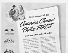 1945 Philco Radio Print Ad America Chooses Philco First Famous Quality picture