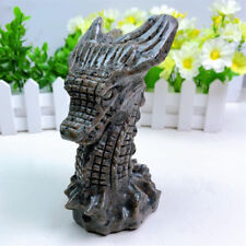 14cm Natural Yooperlite Dragon Head Carving Healing Quartz Reiki Decor Gift 1pc picture