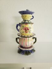 Vintage Julie Ueland Pottery Candlestick Teacups Enesco 8