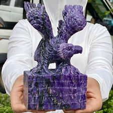 3.54LB Natural Purple Cloud Mother Dragon Eagle Quartz Crystal Carved Gemstone C picture