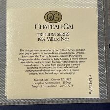 Vintage 1982 Chateau-Gai Trillium Series Villard  Noir UNUSED Paper Label Q28 picture
