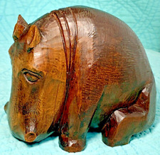 Vintage Hand Carved Wooden African Hippo Figurine  5