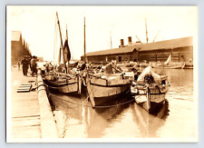 Vintage sepia photograph 5x7 inch Fishing Boats at unknown location picture