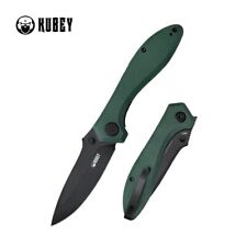 Kubey Ruckus Folding Knife Green G10 Handle AUS-10 Plain Edge Blackwash KU314L picture