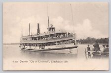 c 1905 Chautauqua Lake, City of Cincinnati Steamer Antique Photo Postcard picture